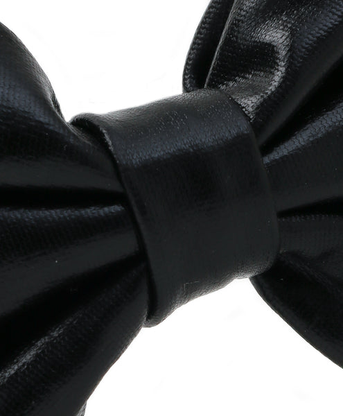 Leather Bow Hair Band - Black
