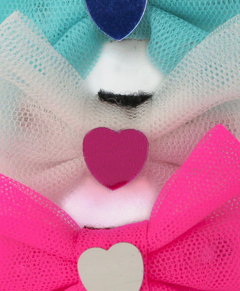 Mini Tulle Heart Bow Alligator Clip Set - Pink, White & Light Blue