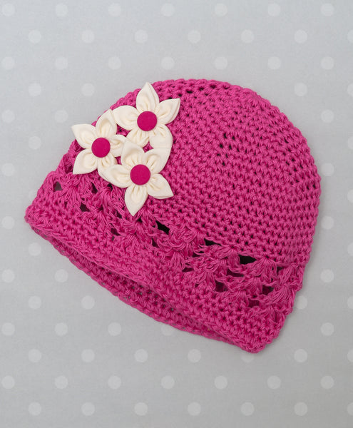 Handmade Crochet Cap - Dark Pink