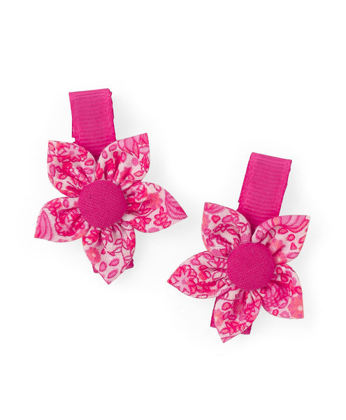 Flower Alligator Clip Set - Dark Pink & Floral