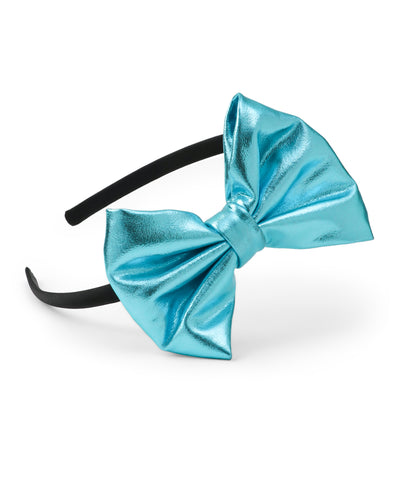 Leather Bow Hair Band - Light Blue