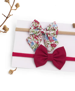 Petite Headband Set - Floral & Red