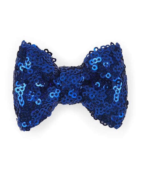 Sequin Party Bow Alligator Clip - Dark Blue