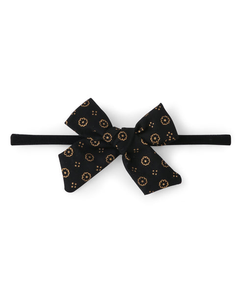 Tiny Floral Knot Bow Headband - Black