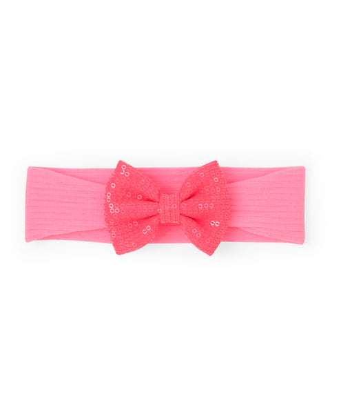 Big Sequinned Bow Headband - Light Pink