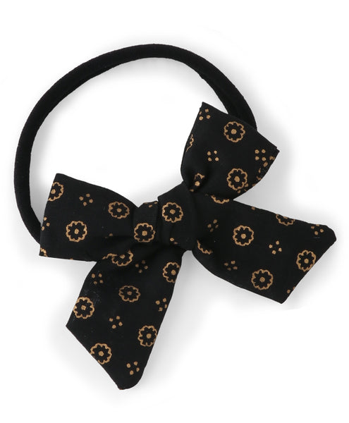 Tiny Floral Knot Bow Headband - Black
