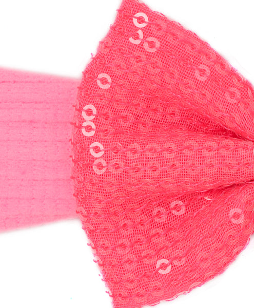 Big Sequinned Bow Headband - Light Pink