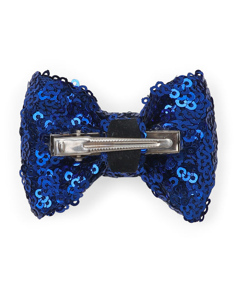 Sequin Party Bow Alligator Clip - Dark Blue