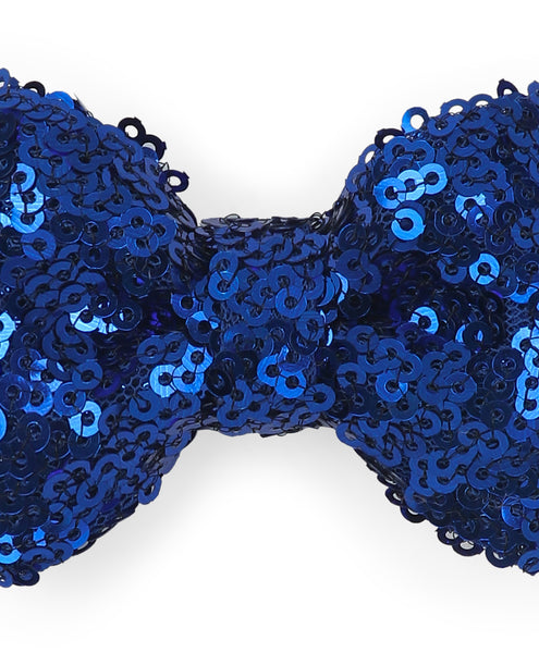 Sequin Party Bow Alligator Clip - Dark Blue