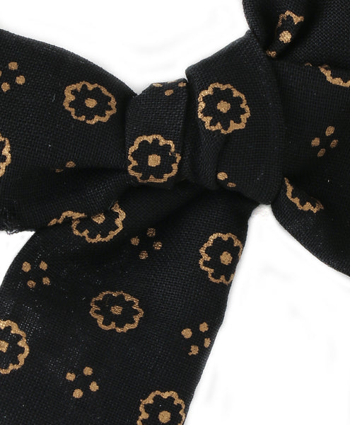 Tiny Floral Knot Bow Headband - Black