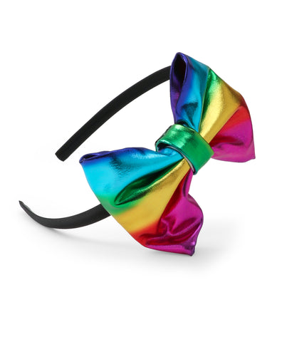 Leather Bow Hair Band - Rainbow