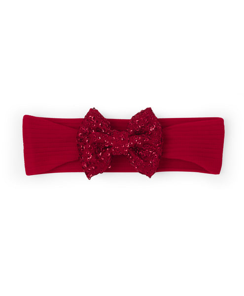 Big Sequinned Bow Headband - Red