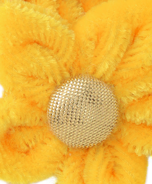 Velvet Flower Alligator Clips - Yellow