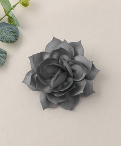 Flower Applique Alligator Clip- Grey