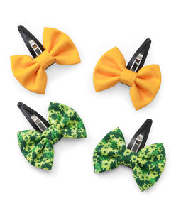 Tiny Bow Hair Clip Set - Green & Yellow