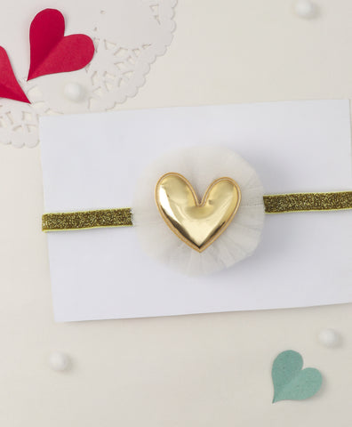 Heart Applique Headband - Golden