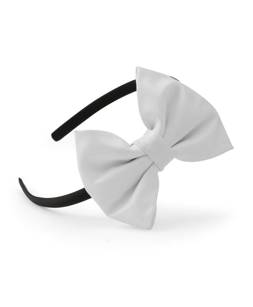 Leather Bow Hair Band - White