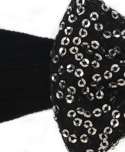 Big Sequinned Bow Headband - Black