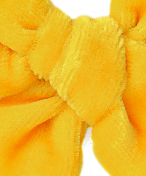 Velvet Knot Bow Headband - Yellow