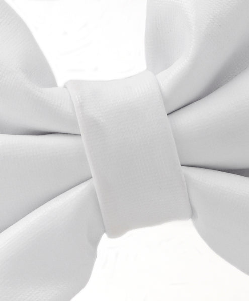 Leather Bow Hair Band - White