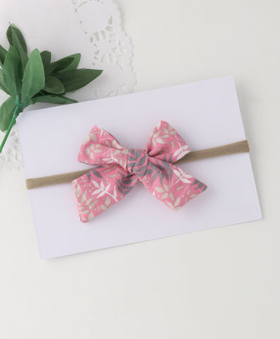 Tiny Floral Knot Bow Headband - Light Pink