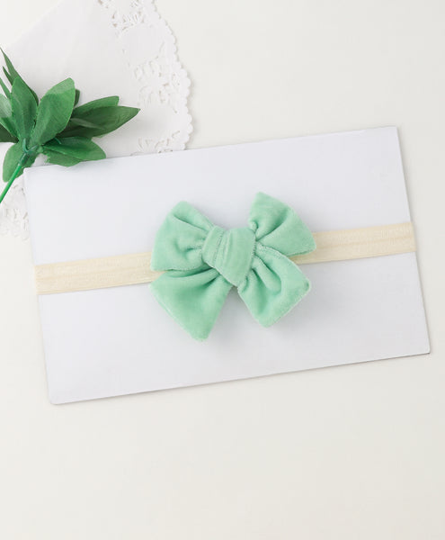 Velvet Knot Bow Headband - Sea Green