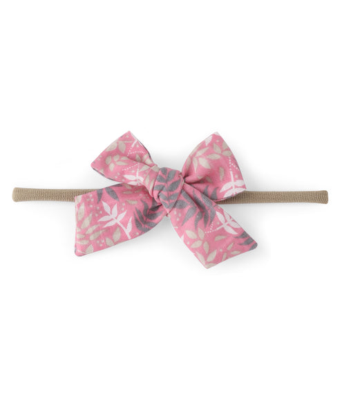 Tiny Floral Knot Bow Headband - Light Pink