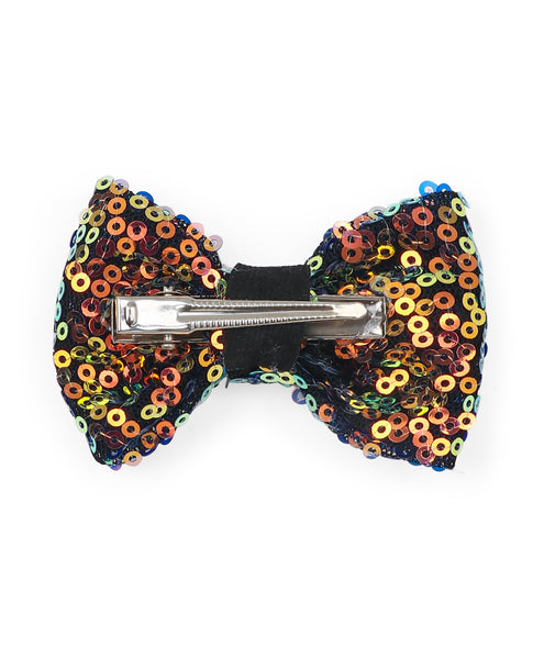 Sequin Party Bow Alligator Clip - Bronze