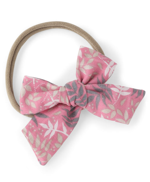 Tiny Floral Knot Bow Headband - Light Pink