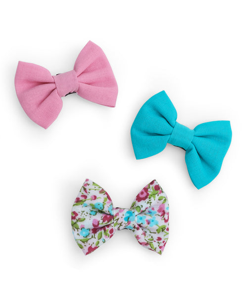 Mini Bow Alligator Clips - Floral, Pink & Blue