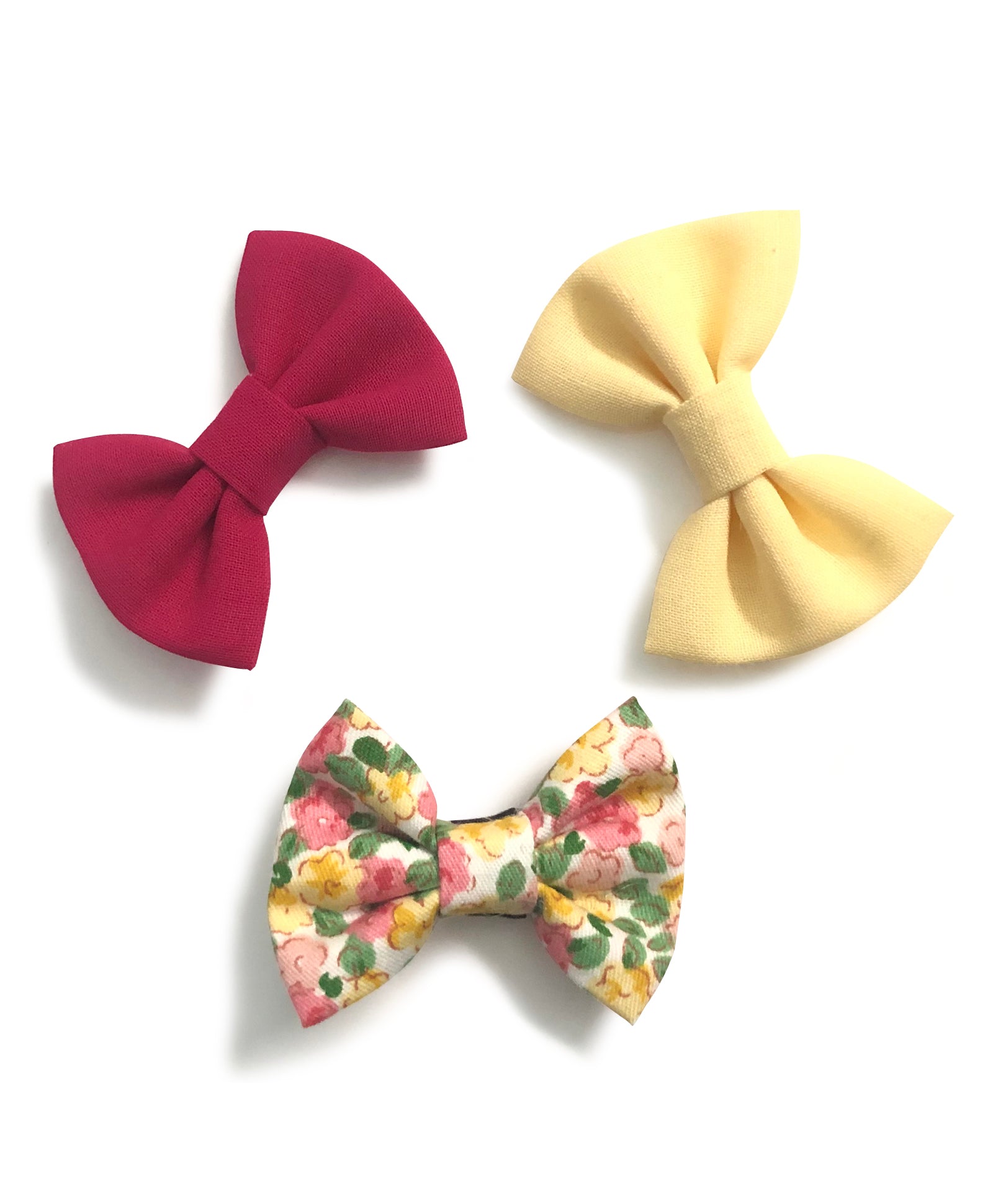 Mini Bow Alligator Clips - Red, Yellow & Floral