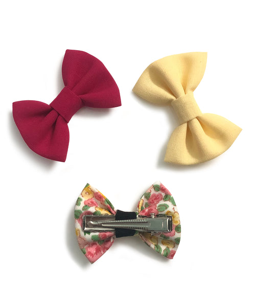 Mini Bow Alligator Clips - Red, Yellow & Floral