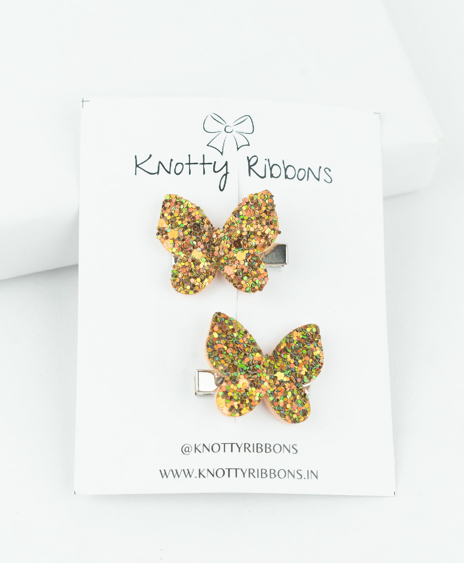 Glitter Butterfly Hair Clips - Bronze
