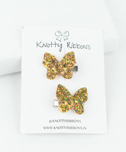 Glitter Butterfly Hair Clips - Bronze