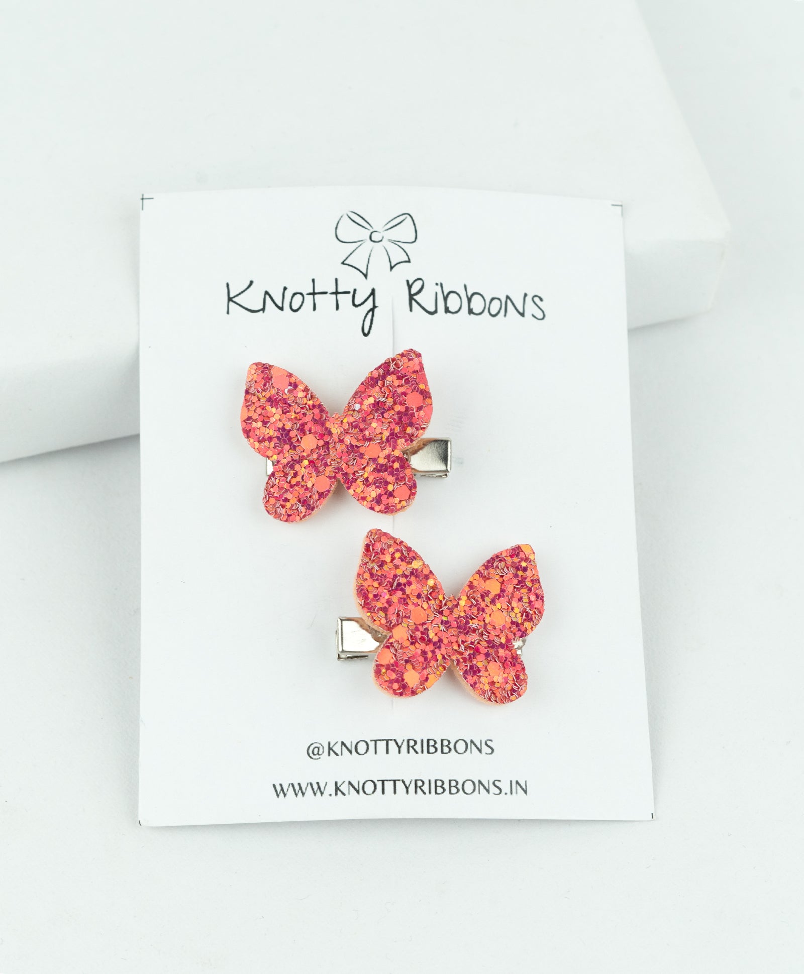Glitter Butterfly Hair Clips - Dark Pink