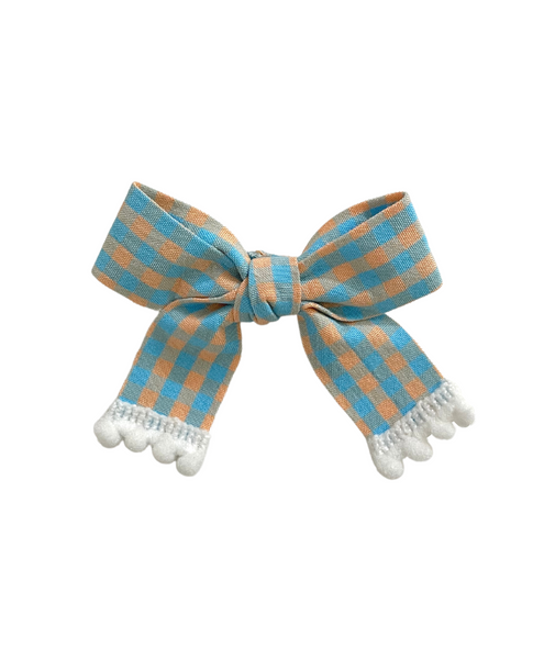 Checked Bow Alligator Clip - Blue & Yellow