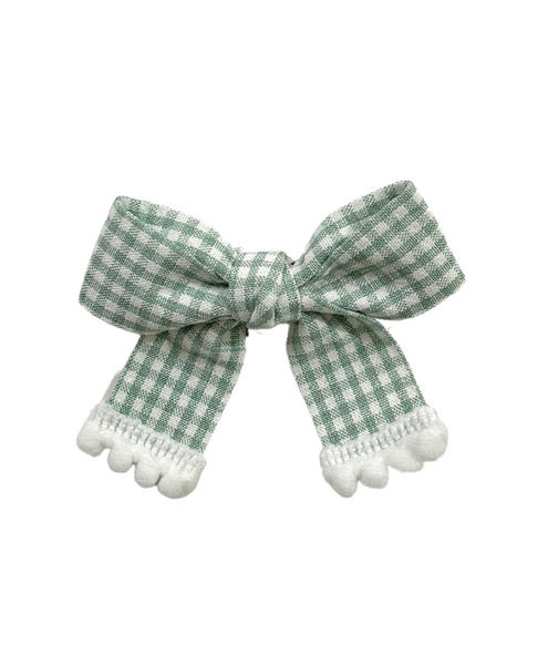 Checked Bow Alligator Clip - Green