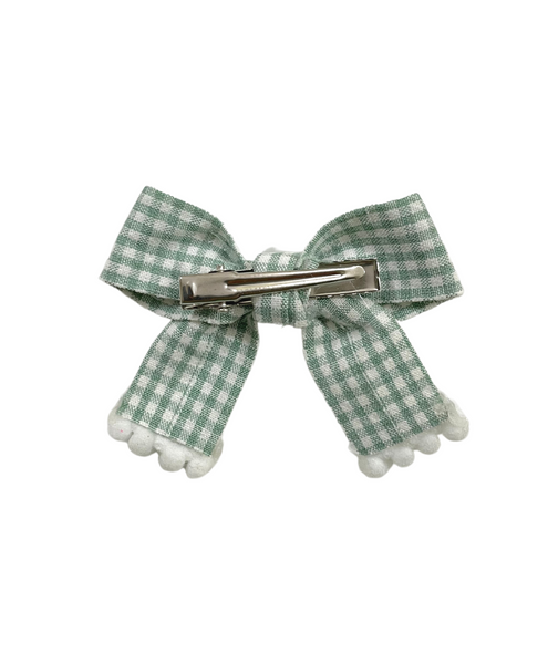 Checked Bow Alligator Clip - Green