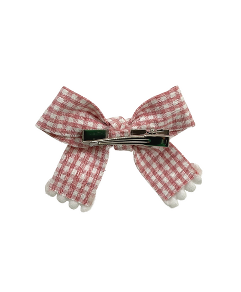 Checked Bow Alligator Clip - Orange