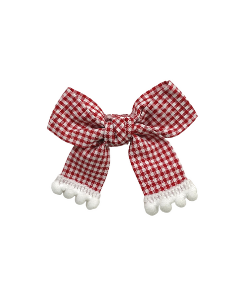 Checked Bow Alligator Clip - Red