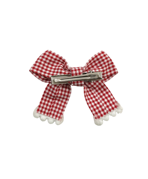 Checked Bow Alligator Clip - Red
