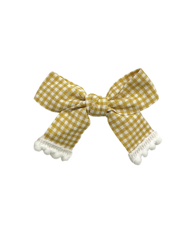 Checked Bow Alligator Clip - Yellow