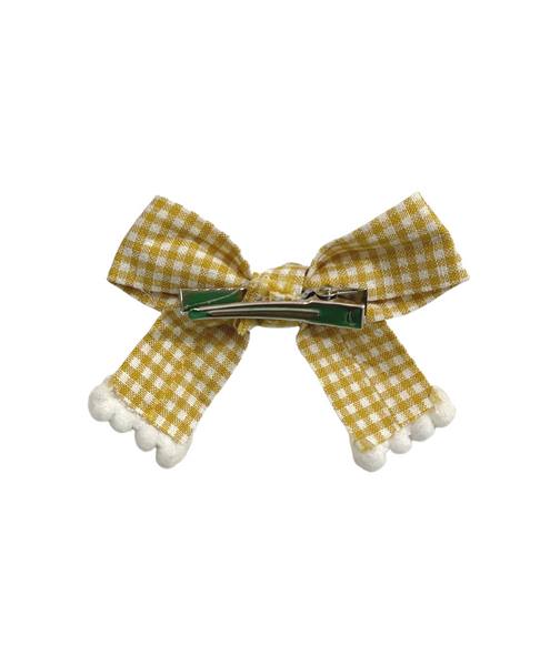 Checked Bow Alligator Clip - Yellow