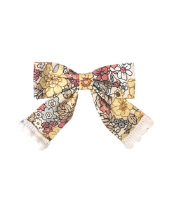 Floral Bow Alligator Clip - Light Yellow