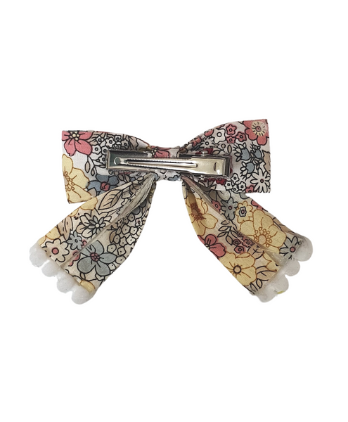 Floral Bow Alligator Clip - Light Yellow