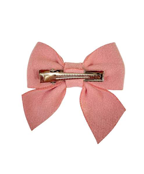 Faux Suede Sailor Bow Alligator Hair Clip with Star- Dusty Pink