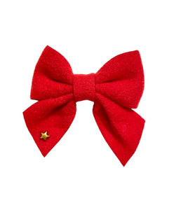 Faux Suede Sailor Bow Alligator Hair Clip with Star- Red