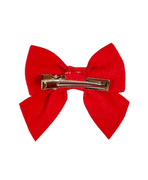 Faux Suede Sailor Bow Alligator Hair Clip with Star- Red