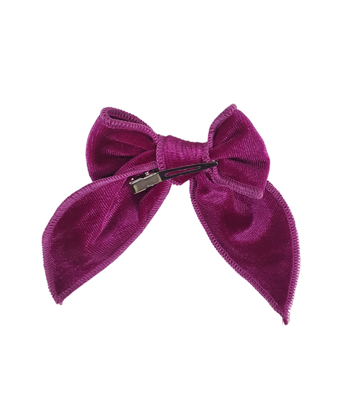 Velvet Knot Bow Alligator Hair Clip - Dark Pink