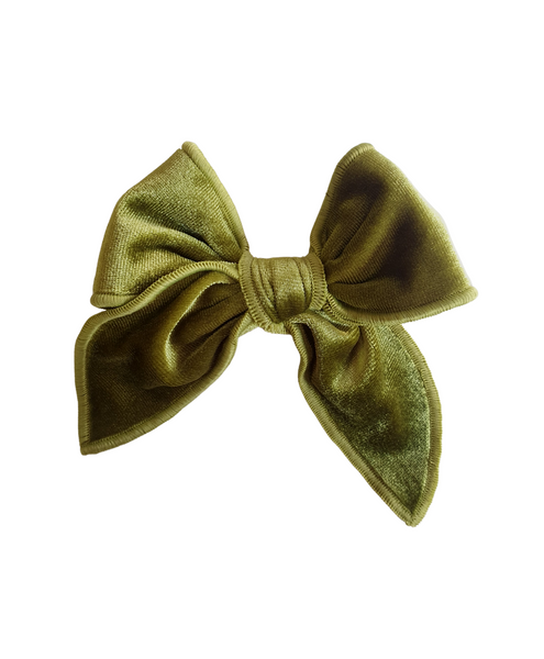 Velvet Knot Bow Alligator Hair Clip - Green